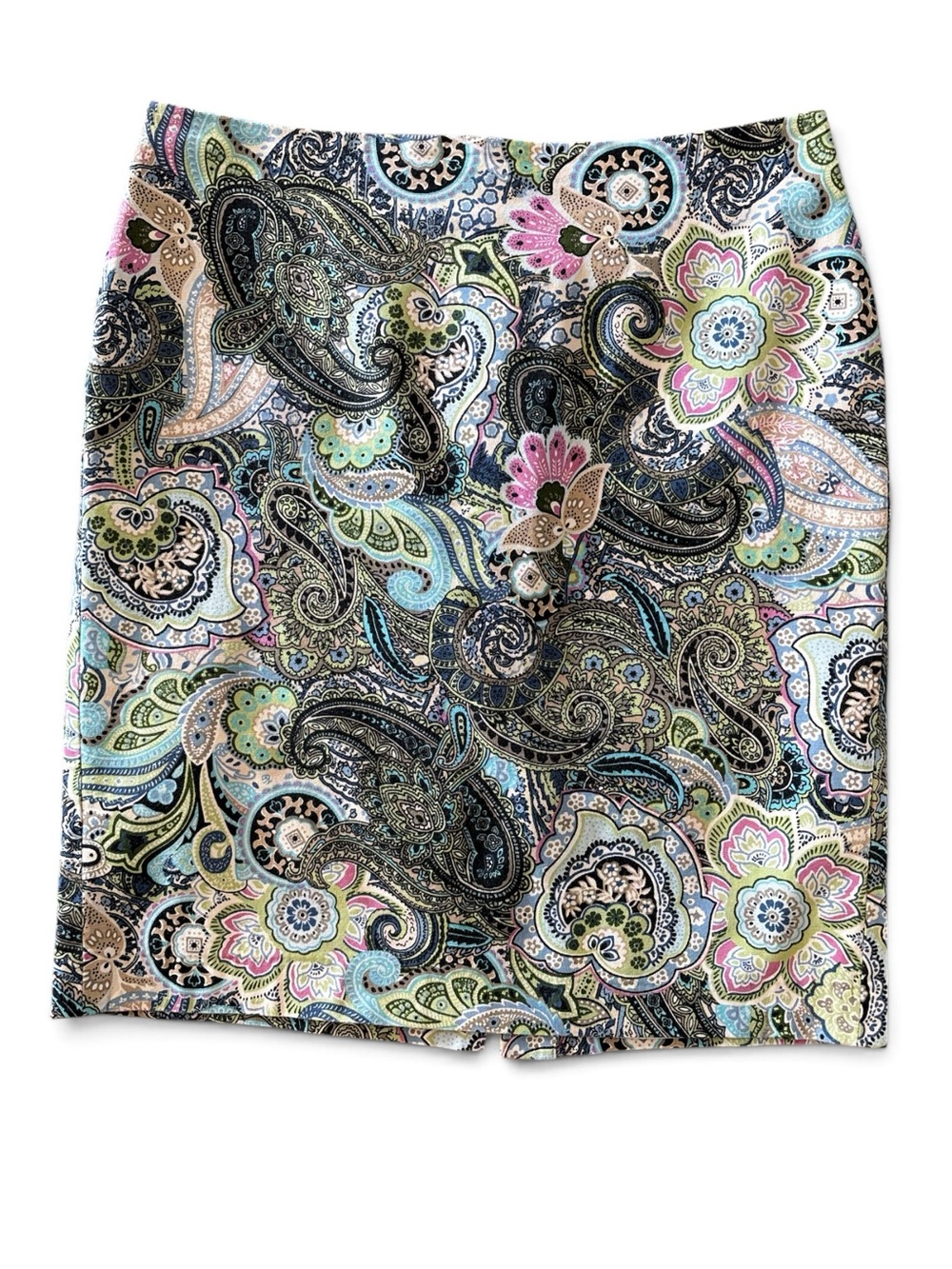 Talbots Multicolor Paisley Print Skirt with Black Label